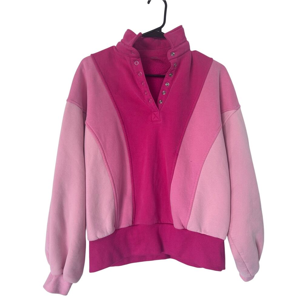 AS Revival Women’s Feelin’ Good Colorblock Pink Pullover Sweatshirt Size XS